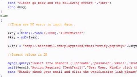 Email Verification in PHP Tutorial Part #3 : TechTamil Karthik