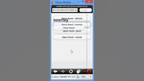 Test jQuery Mobile Panel widget on Opera Mobile Emulator