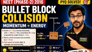 Bullet Block Collision PYQ | Conservation of Momentum + Energy | NEET Physics 2016
