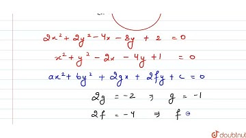 If one end of the diameter of the circle 2x^2+2y^2-4x-8y+2=0\nis (3,2), then find the other end ...