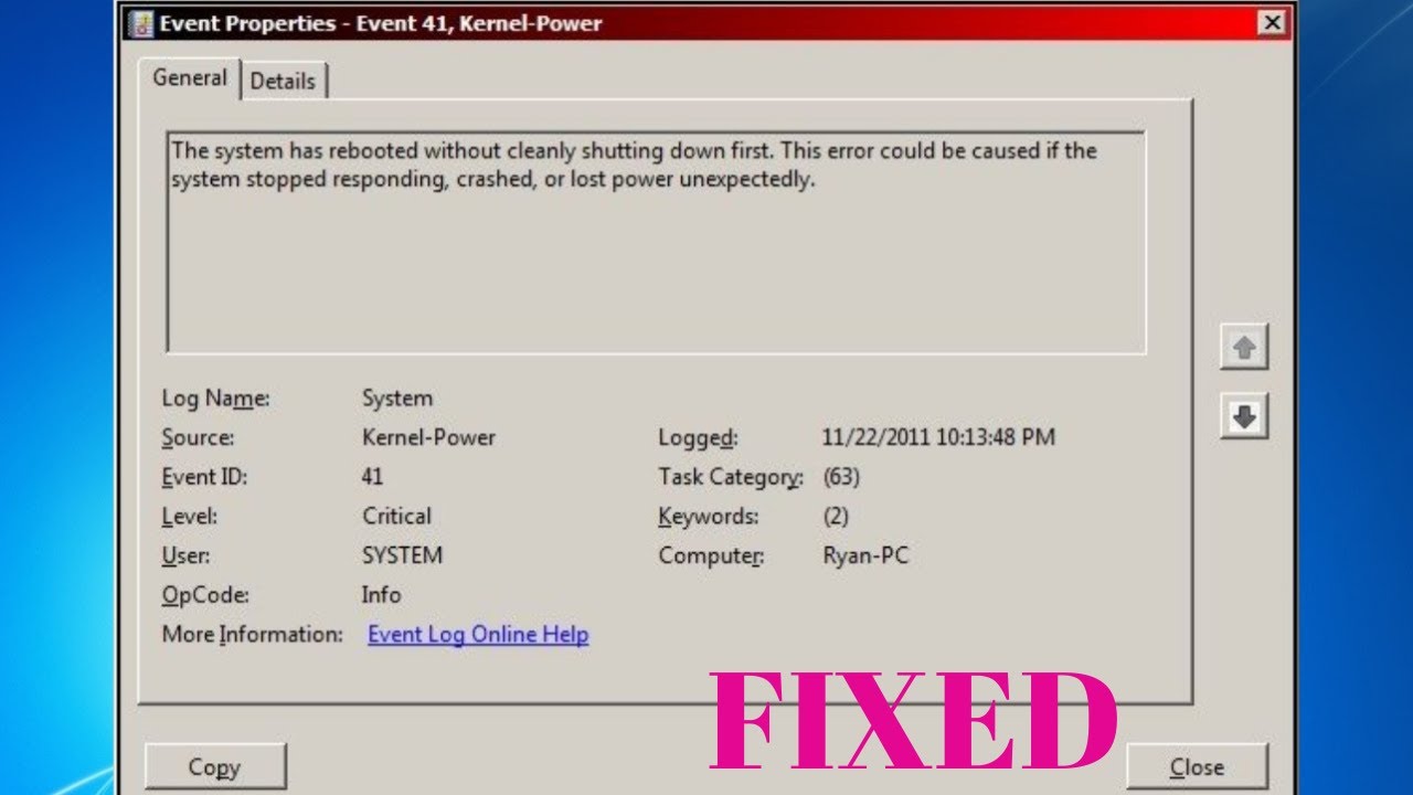 HOW TO FIX WINDOWS KERNAL EVENT ID41 ERROR - YouTube