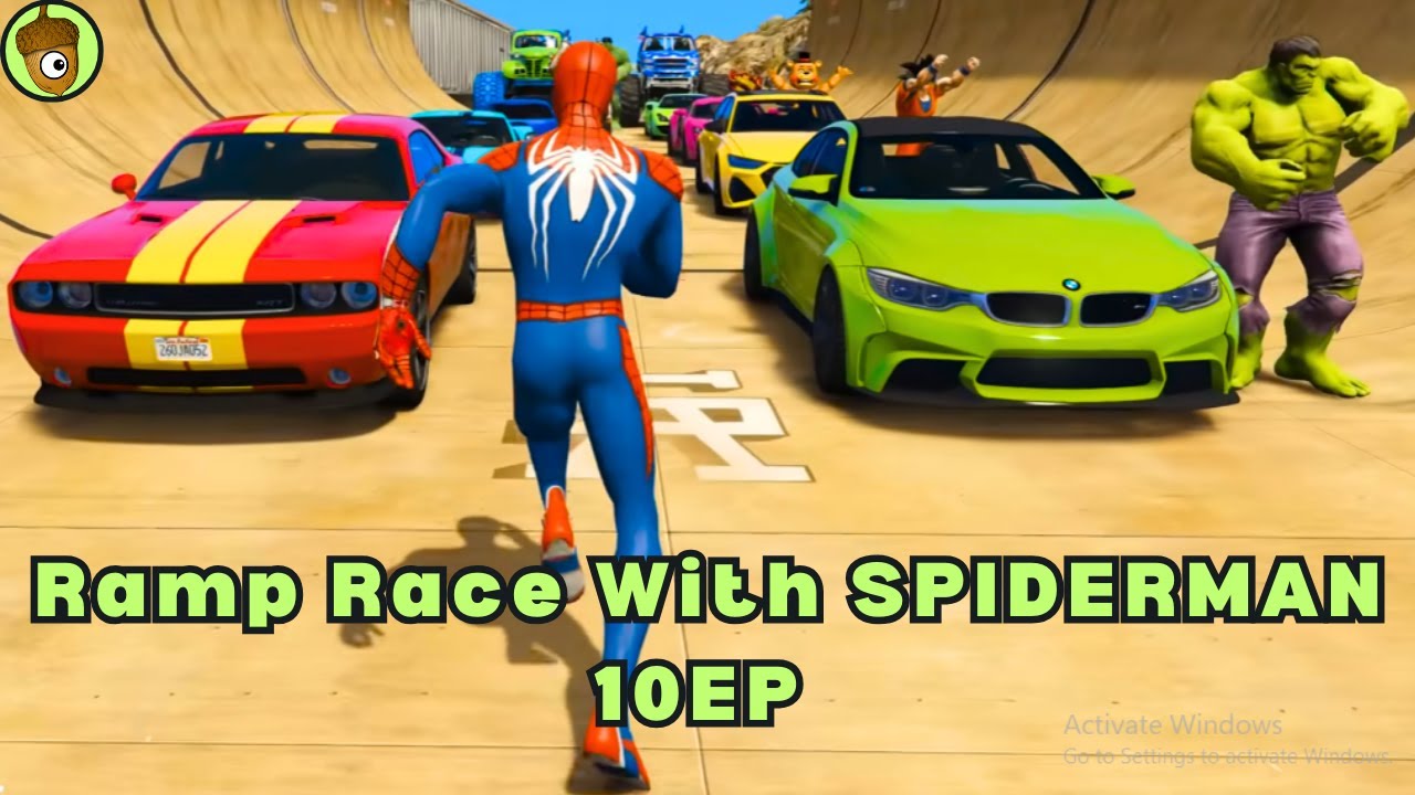 Ramp Race WITH SPIDERMAN | Superhero Race | Race for Kids | Nuts Show EP 10