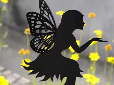 Фея чарівниця з об'ємними крилами з металу. Декор для саду, подвір'я або клумби., видео 1