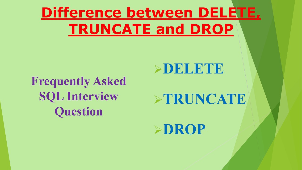 Difference Between DELETE, TRUNCATE and DROP in SQL | Explained with ...