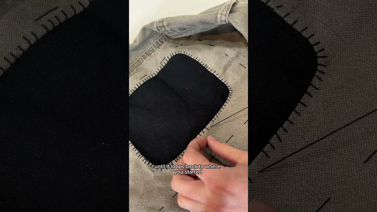 How I repaired these pants using kuguri sashi 