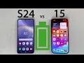 Galaxy s24 vs iphone 15 battery life drain test