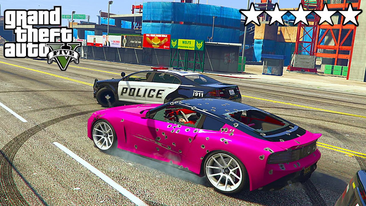 GTA 5 CRAZY SPORTS CAR FIVE STAR POLICE CHASE ESCAPE!! NISSAN 400Z ...