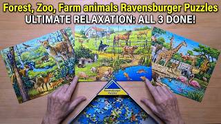 Three Ravensburger Animal Puzzles Completed | Forest, Zoo & Farm ASMR screenshot 5