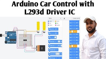 25 Arduino CAR Control with L293D Motor Driver IC at TinkerCad Simulation in Hindi || Block Coding