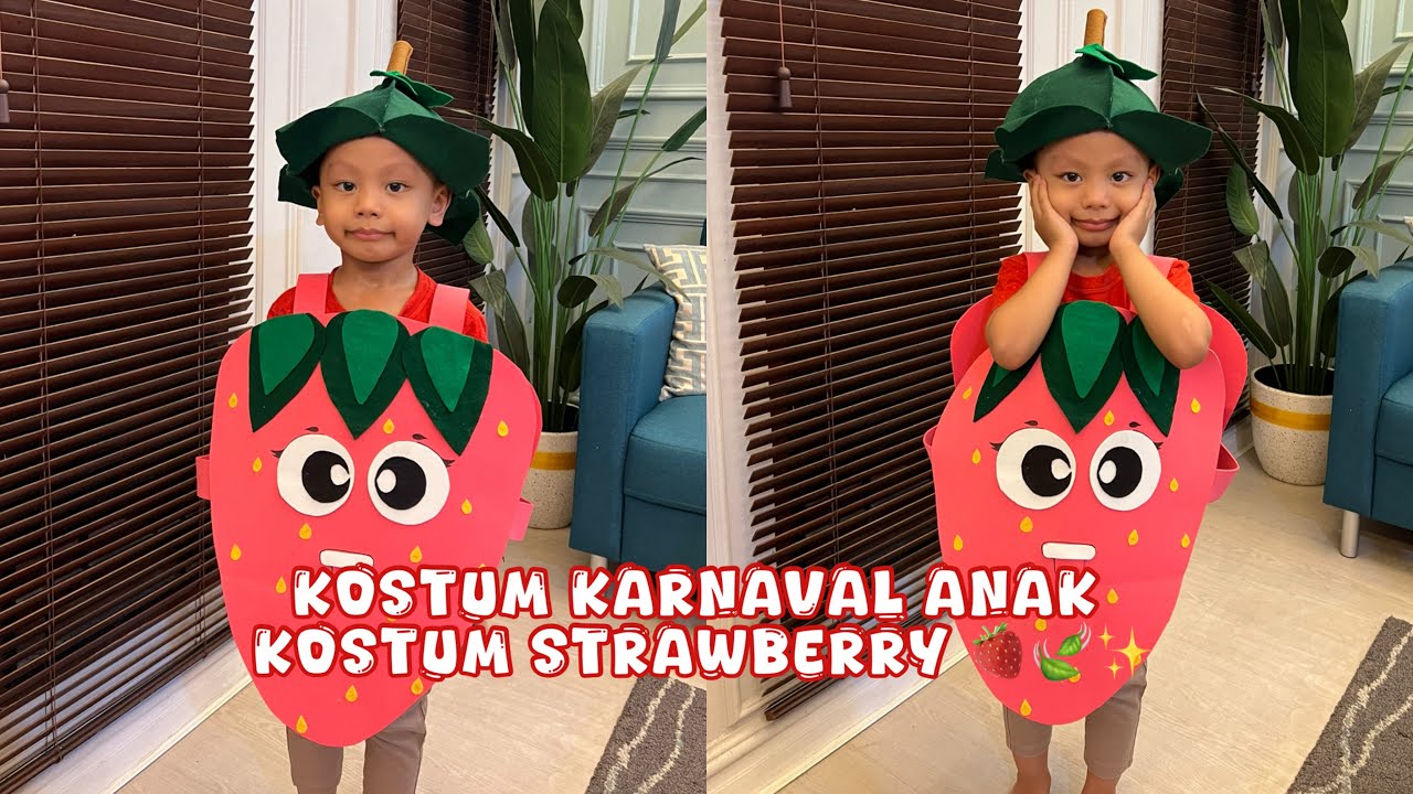 Tutorial kostum karnaval anak | tutorial kostum strawberry | diy costume strawberry 