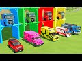 TRANSPORTING FORD AMBULANCE, MAN FIRE TRUCK, POLICE CARS, MERCEDES FIRE TRUCK TO GARAGE | FS22
