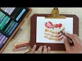 오일파스텔로 그린 딸기 생크림 케익(oil pastel drawing- strawberry cake )
