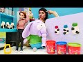 Kral Şakir. Eğitici oyun. Play Doh oyun hamuru ile Necati renkli kapaklı süt şişe yaptı