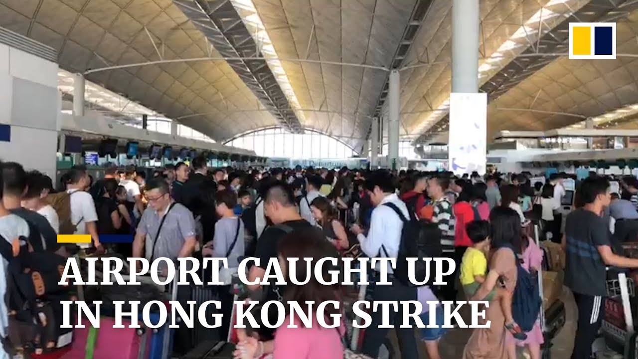 Hong Kong citywide strike hits international airport, stranding travellers