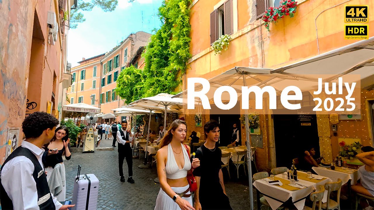 Trastevere Beautiful Vibes / Rome Walking Tour in 4k HDR / July 2025