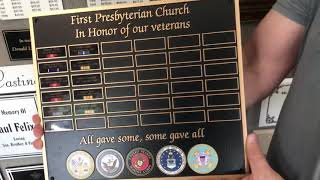 Review of a raised letter bronze casting perpetual plaque w/ full color military seals #12hourawards