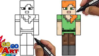 How To Draw MINECRAFT ALEX | New Skin characters #minecraft