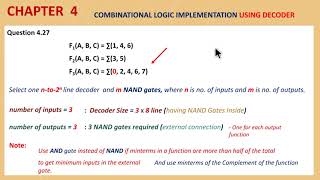 Exercise 4.27 - Combinational Circuit Using Decoder with NAND gates only