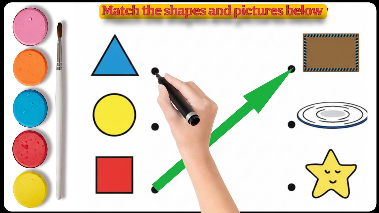 Shapes Matching Worksheet for Kids | Circle, Square, Triangle, Star ...
