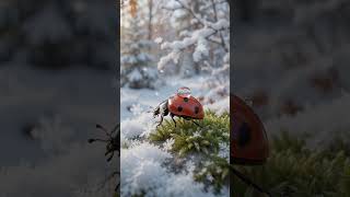 Ladybug Sees Snow for the First Time 🐞❄️ | Relaxing Winter Nature Sounds #shorts