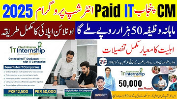 CM Punjab Paid IT Internship Program 2025 | Earn Rs.50,000 Monthly |Apply Online Now | IT Internship
