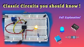 Build a simple LED flasher circuit using 555 timer IC on breadboard