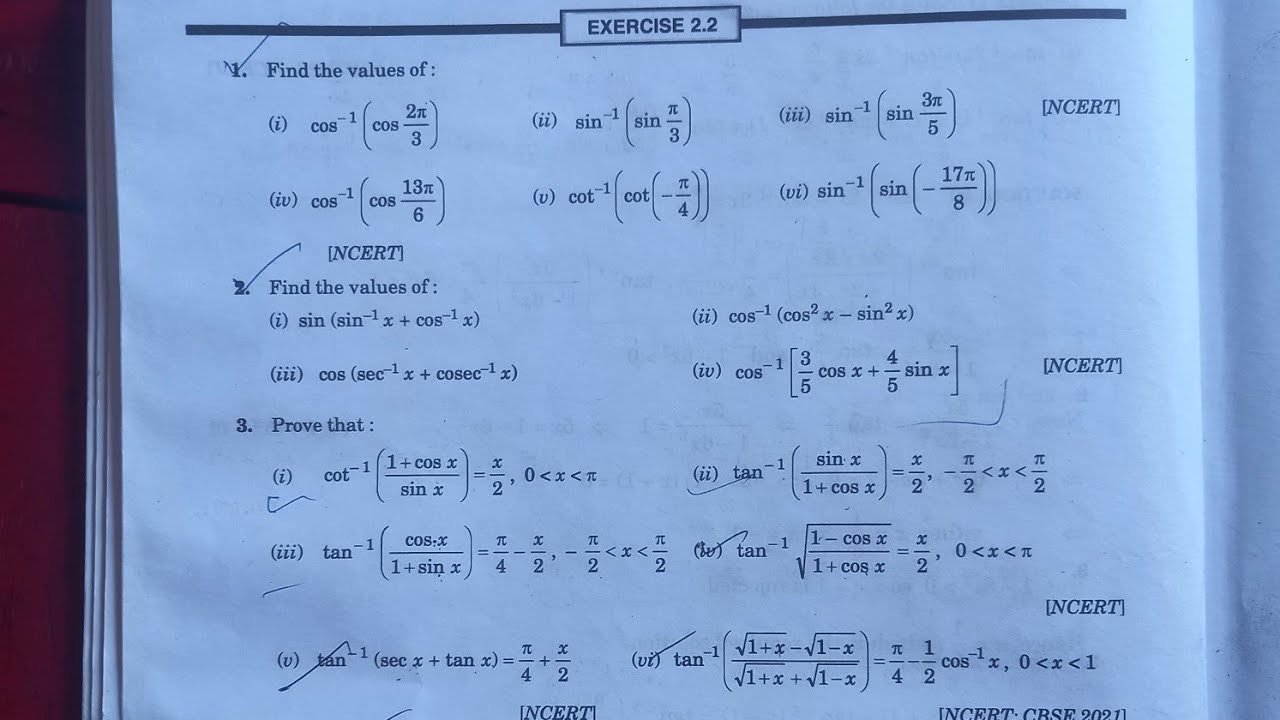 Element mathematics class 12th exercise 2.2 questions 1,2 and 3 # ...