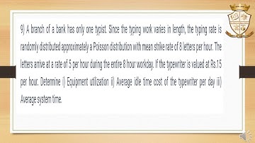 Queuing Theory model 1 problems part 2