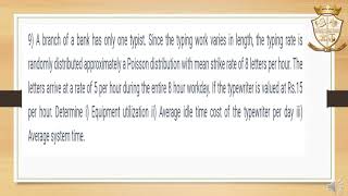 Queuing Theory model 1 problems part 2