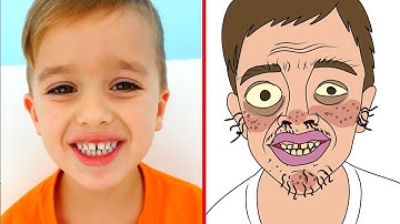 Vlad and Niki pretend to play with their mom drawing meme #2