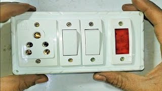 How To Make 2 Switch + 1 Indicator + 1 Socket Board Connection At Home