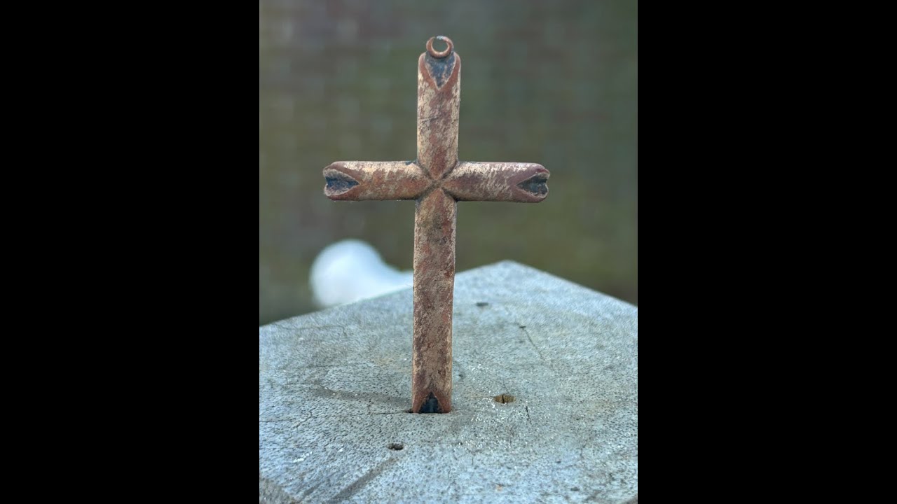 A cross and massive red sea glass found!