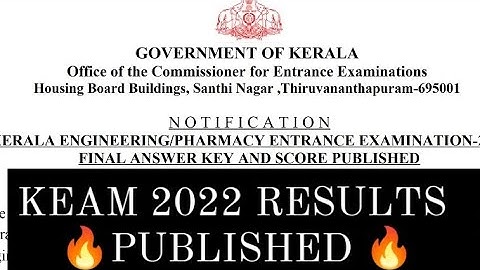 KEAM 2022 RESULT 1 PUBLISHED
