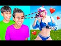 Eye Tracker vs *REAL LIFE* Fortnite Girls with My Little Brother.. 😂