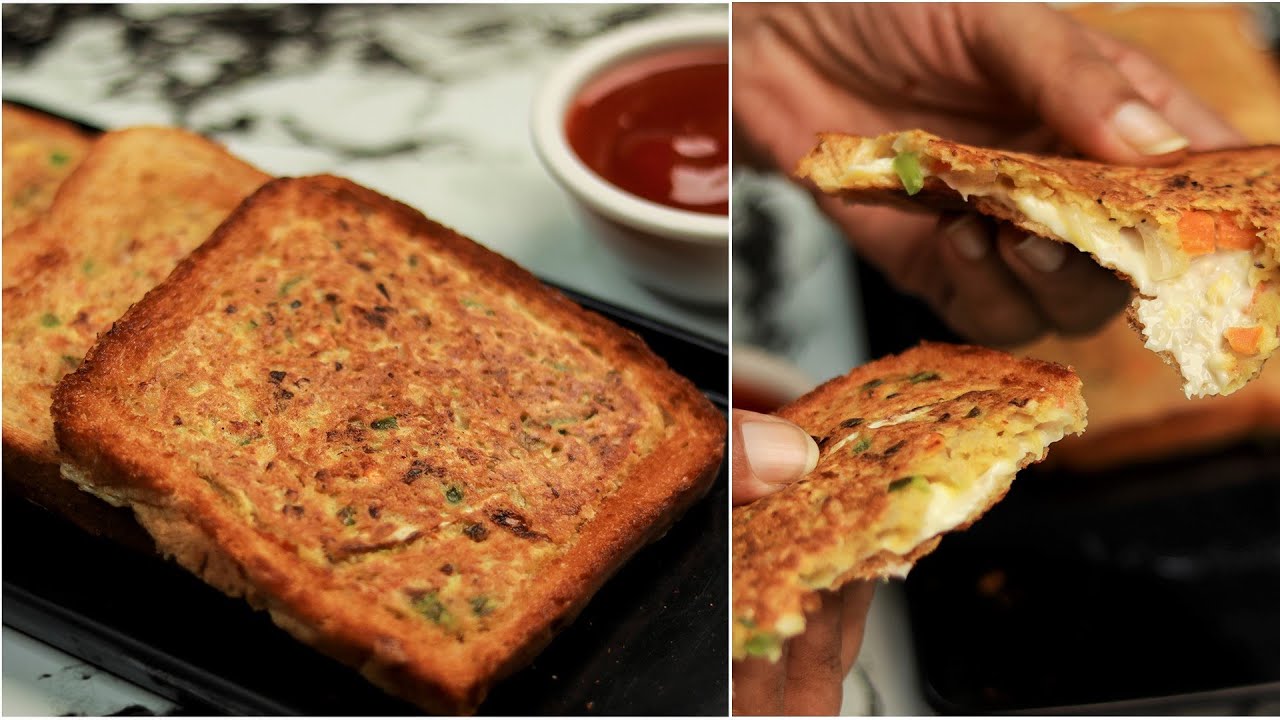 Bread Pizza Sandwich on Tawa Recipe | Cheesy Veg Bread in a Unique Way | Instant Cheese Bread | Healthy Kadai