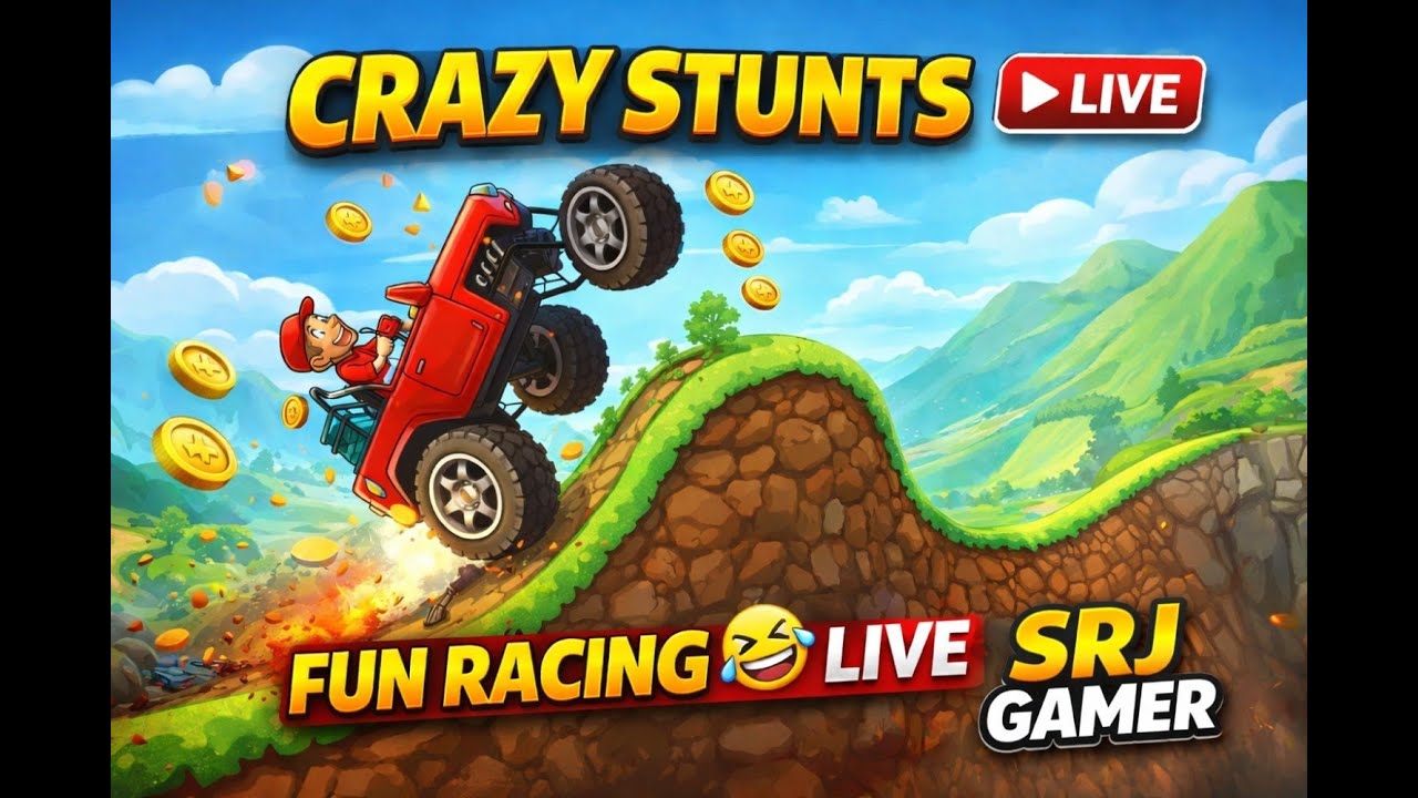Hill Climb Racing Live 🚗 Crazy Stunts & Coins | Hindi Live Gameplay 🔥