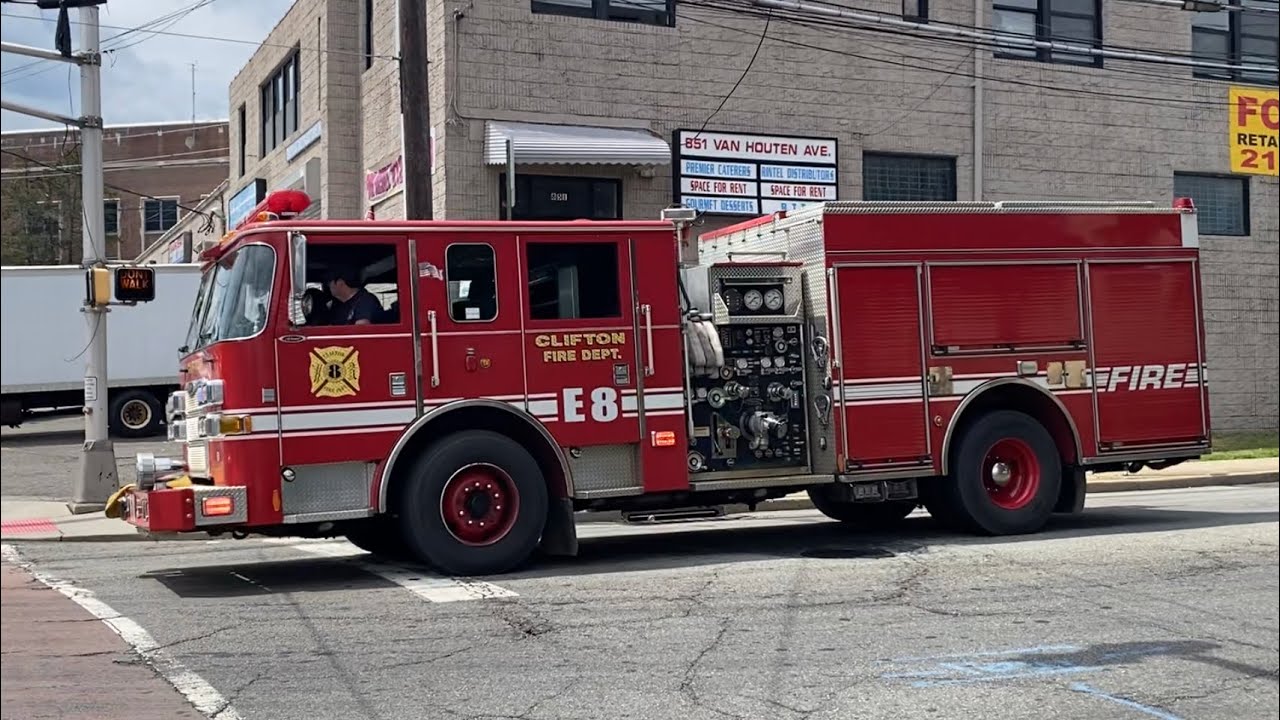 Clifton NJ Fire Dept Engine 8(acting Engine 6) and 82 Responding