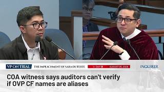 COA witness says auditors can't verify if OVP CF names are aliases
