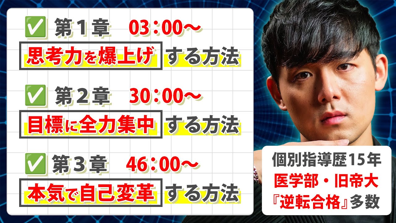 逆転合格プロ直伝】『思考力爆上げ,全力集中,自分を変革する方法』”脳
