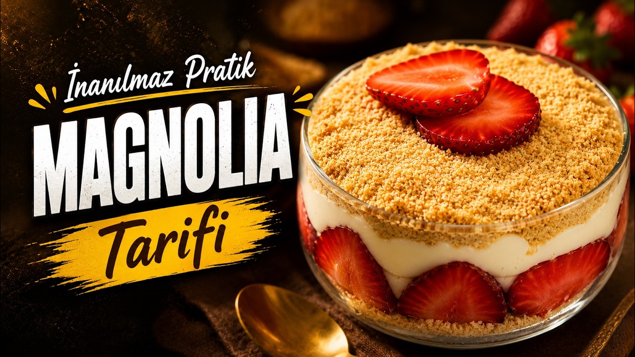 Tam Kıvamında Çilekli Magnolia Tarifi | İnanılmaz Pratik ve Hafif Sütlü Tatlı