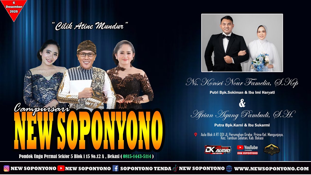 LIVE STREAMING RESEPSI PERNIKAHAN AFRIAN AGUNG PAMBUDI,S.H & Ns.KONSEI NOUR FAMELIA,S.Kep