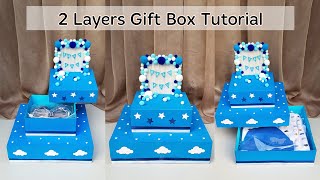 2 Layers Gift Box| Diy gift box| Handmade gift ideas| Gift box tutorial | Newborn baby gift ideas