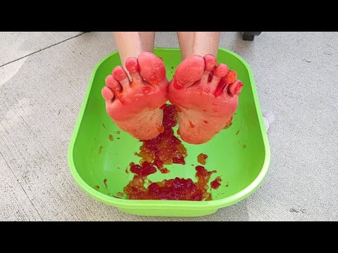 Smashing Gooey Jello Cups with My Feet - Great Squishy Sounds FOOD FOOT FETISH ASMR