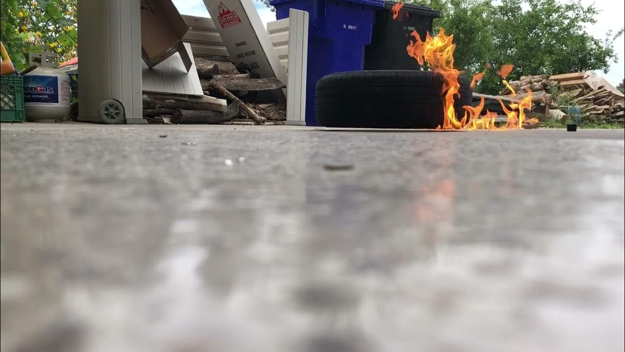 Tire bead setting with starter fluid. - YouTube