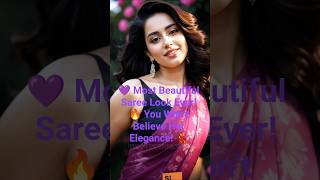 Most Beautiful Girl In Purple Saree Irresistible Indian Beauty Look
