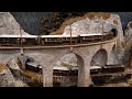 Model railroad layout of Swiss Railways in the Canton of the Grisons - Narrow gauge HO model trains