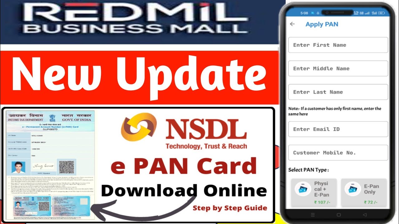 NSDL Pan Card ! Redmil NSDL PAN CARD CENTRE ! Redmil Retailer I'd free/Redmil NSDL Pan card Services