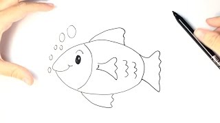 Cómo dibujar un pez para niños paso a paso - YouTube