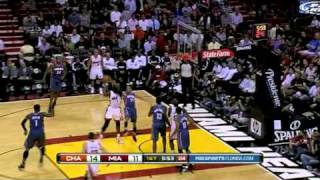 Chris Bosh Grabs The Rebounds And Throws It Down Hard Against Charlotte