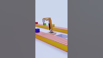 "Robotic Arm Sorting Dice on a Conveyor Belt | 3D Animation"